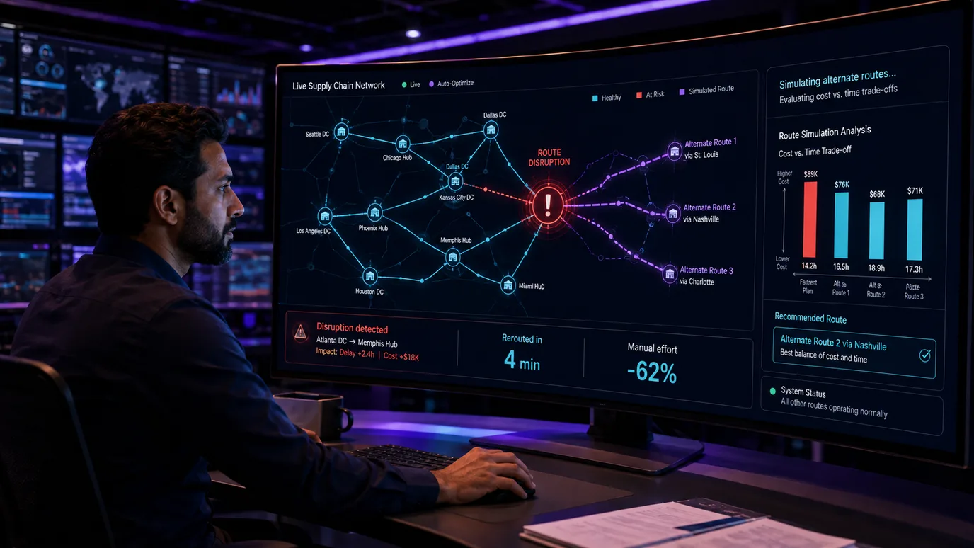 Agentic Network Ops Agent — supply chain network monitoring and scenario simulation