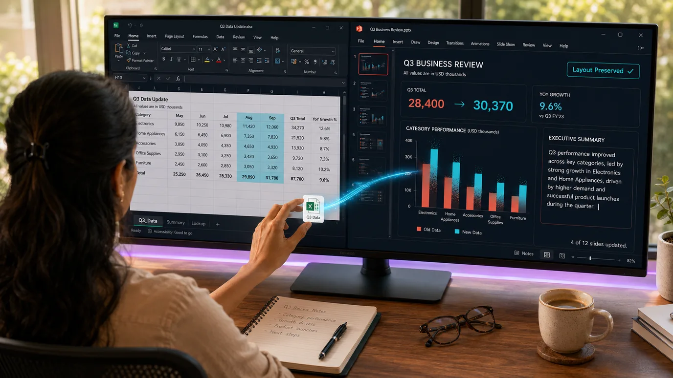 IntelliSlide: automated PowerPoint refresh from the latest Excel data