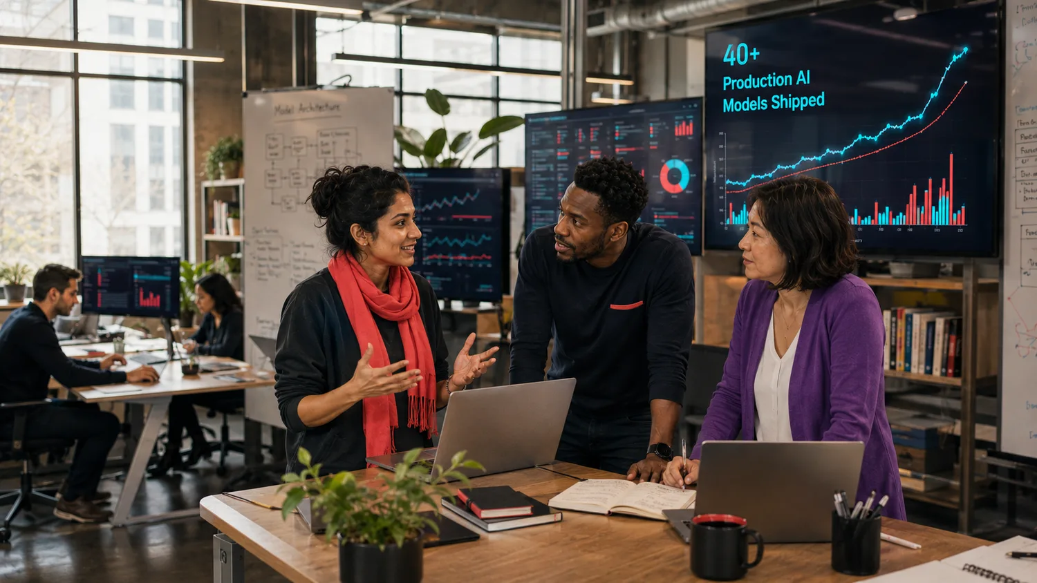 Affine engineers and data scientists collaborating on production AI in the office