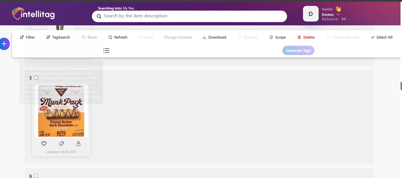 Catalog & Tag Workspace - IntelliTag platform screen
